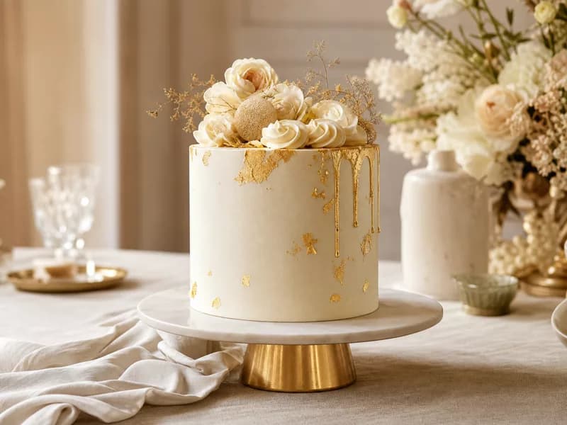 Elegant gold leaf celebration cake
